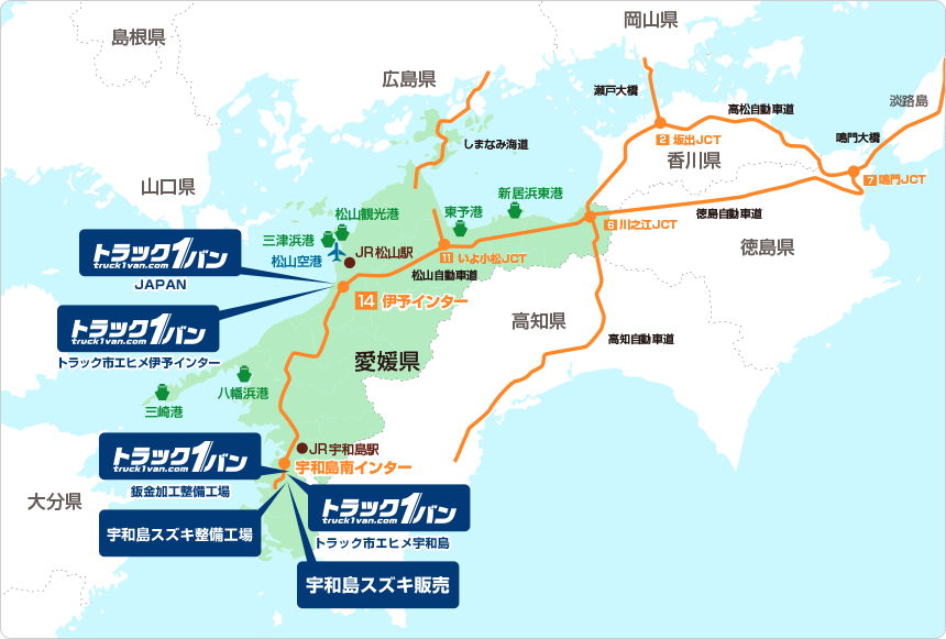 地図:四国エリア